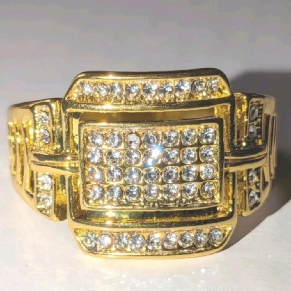 3ct round Cut Moissanite 14k Yellow Gold Plated Mens Royal Style Ring Sz 11
